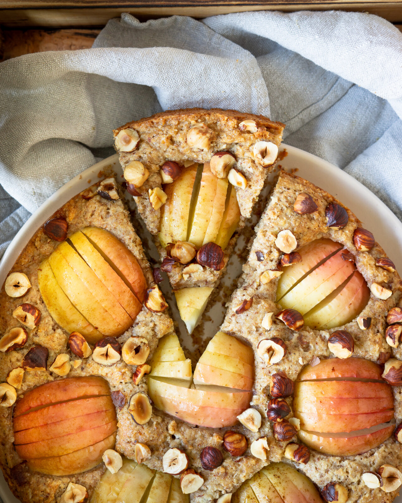 apfel nuss kuchen mit vanillepudding
